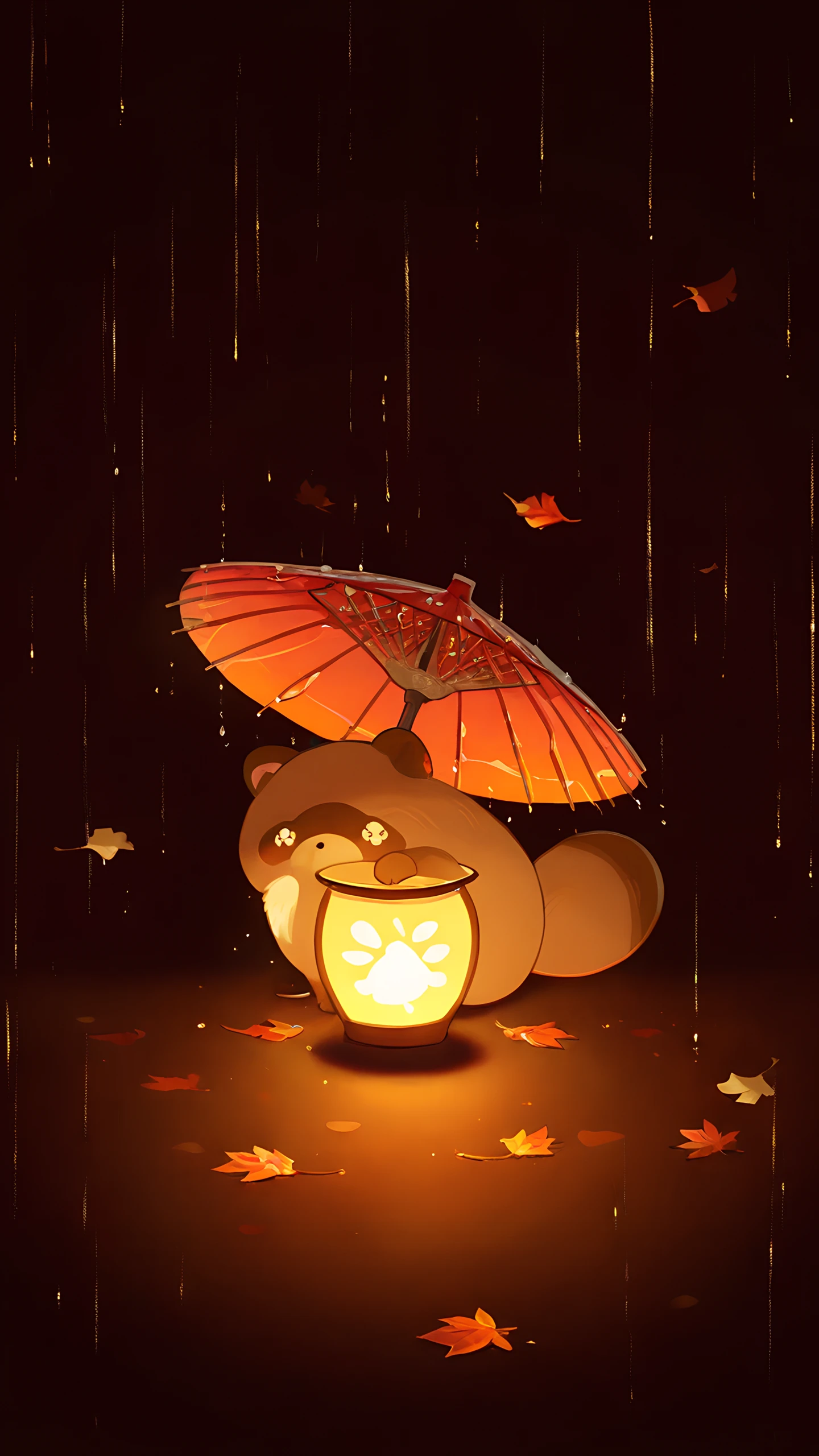 Anime Wallpaper Tanuki Umbrella 1440×2560 anime wallpaper