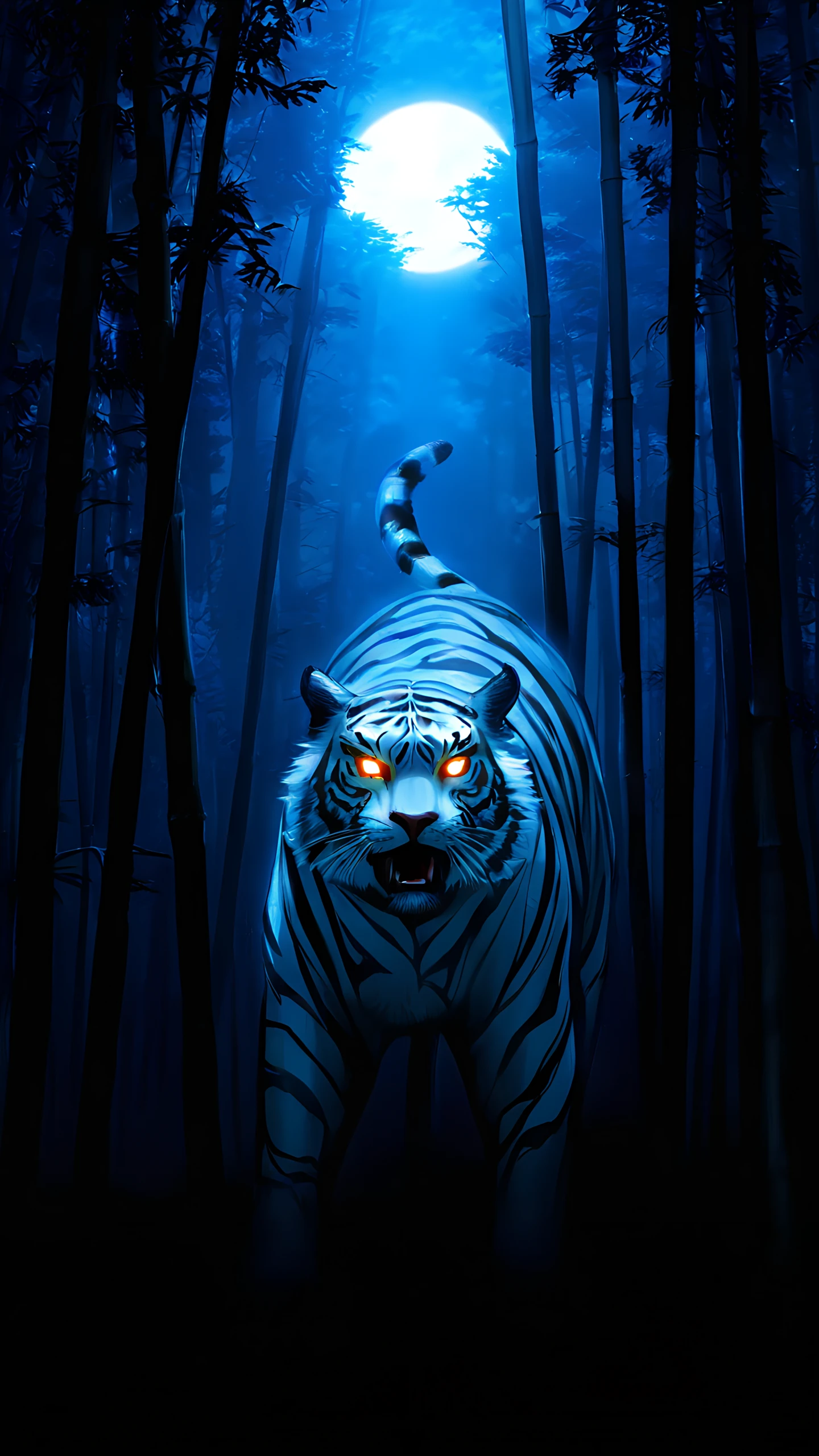 Anime Wallpaper White Tiger Bamboo 1440×2560 anime wallpaper