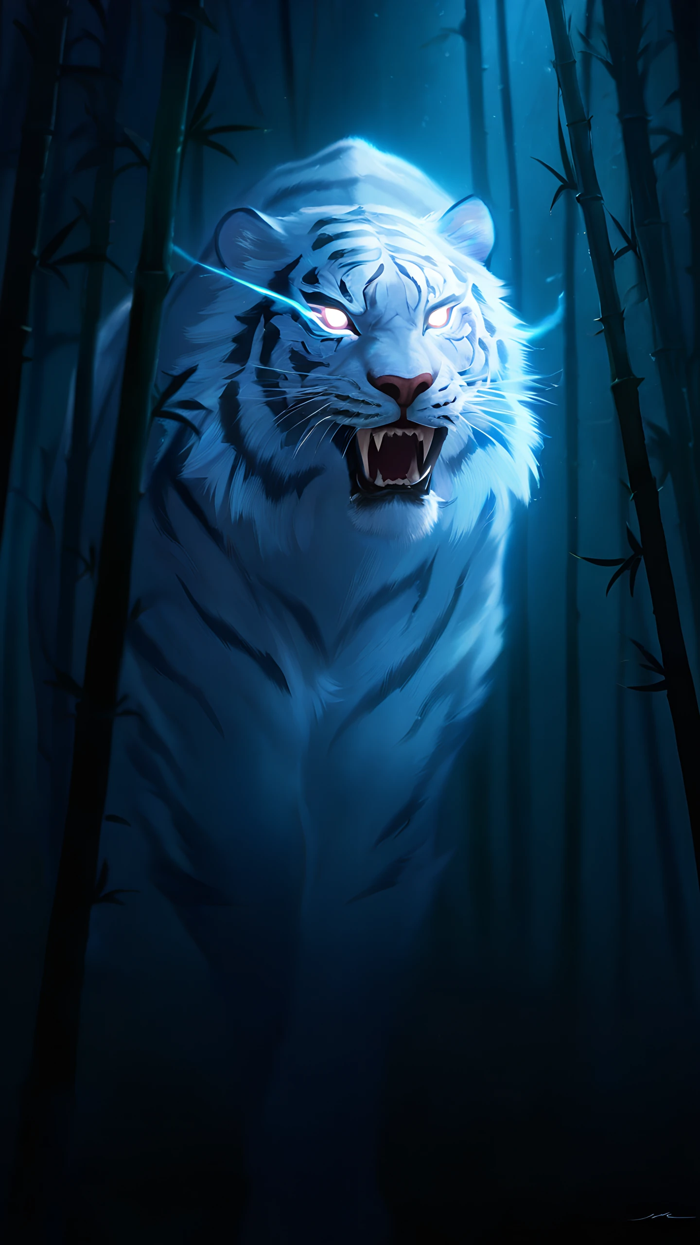 Anime Wallpaper White Tiger Bamboo 1440×2560 anime wallpaper