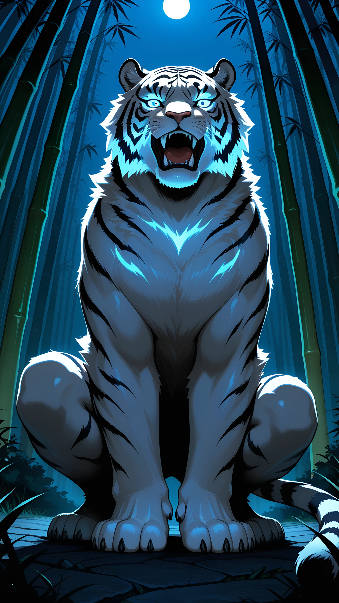 Anime Wallpaper White Tiger Bamboo 1440×2560 anime wallpaper