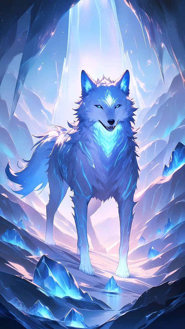 anime wallpaper crystal wolf — 1440×2560