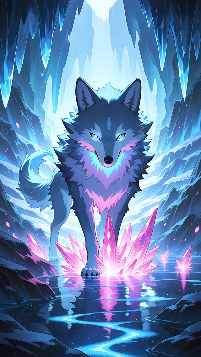 anime wallpaper crystal wolf — 1440×2560