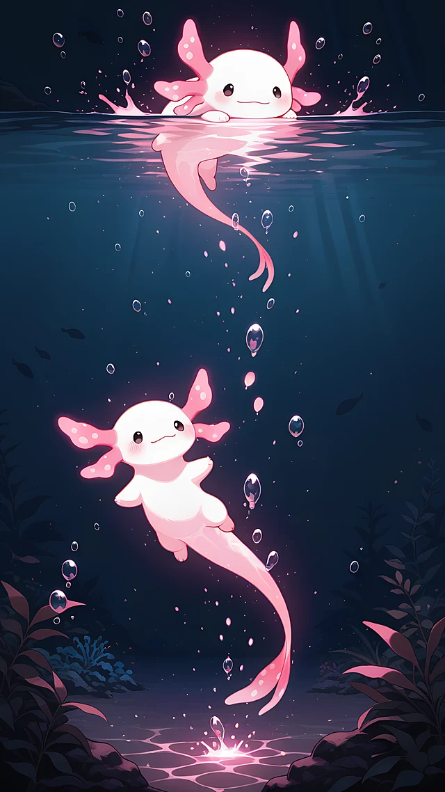 anime wallpaper glowing axolotl — 1440×2560