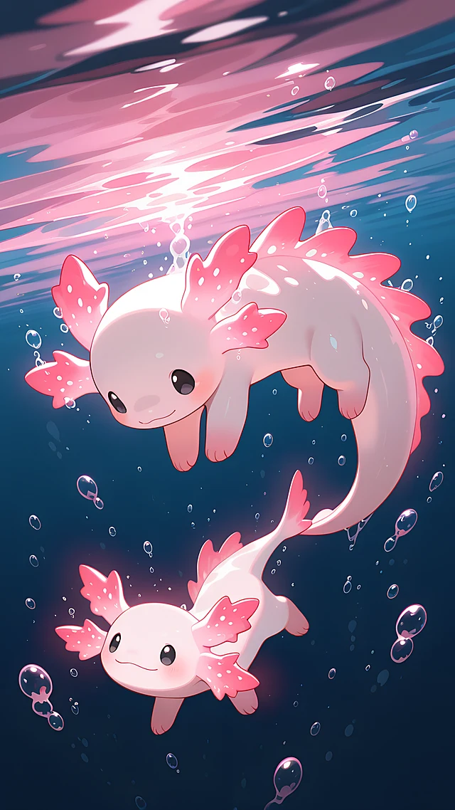 anime wallpaper glowing axolotl — 1440×2560