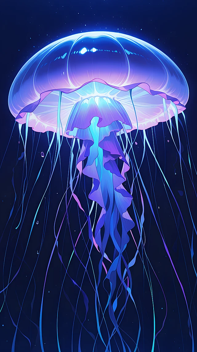 anime wallpaper glowing jellyfish — 1440×2560