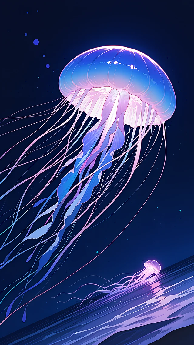 anime wallpaper glowing jellyfish — 1440×2560
