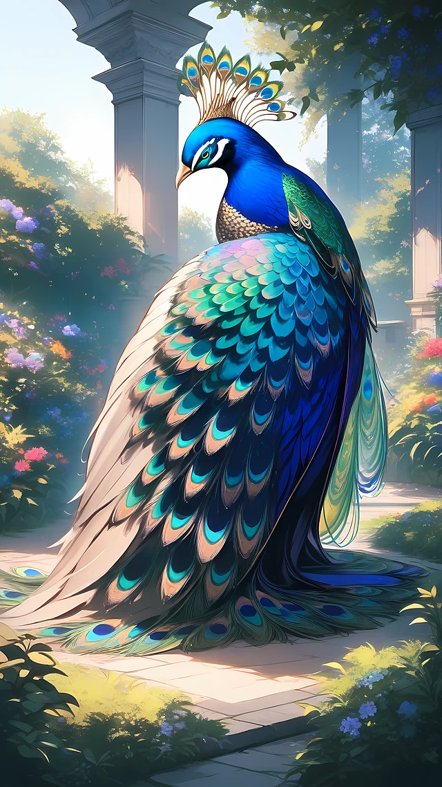 anime wallpaper peacock — 1440×2560