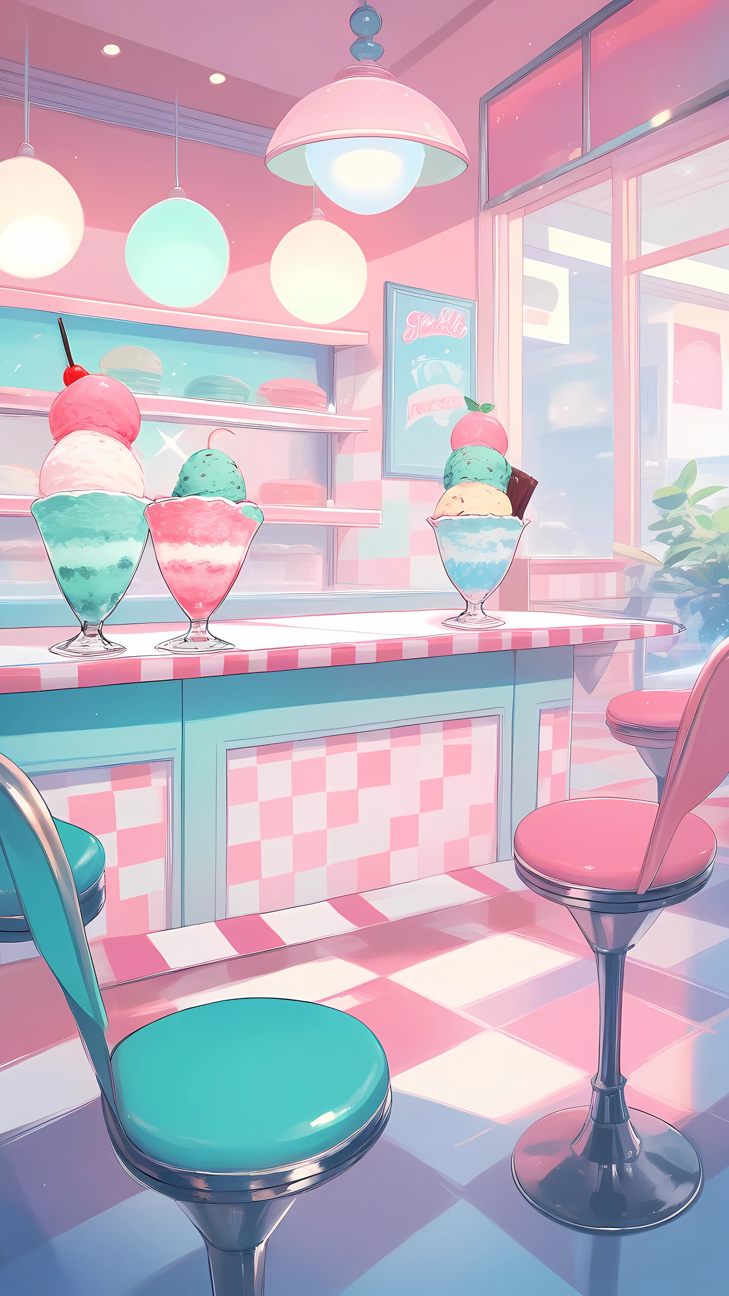 Anime Wallpaper Ice Cream Parlor 1440×2560 anime wallpaper