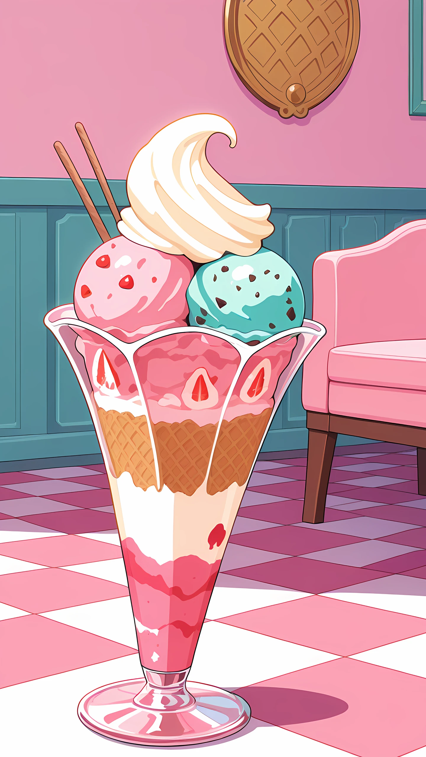 Anime Wallpaper Ice Cream Parlor 1440×2560 anime wallpaper