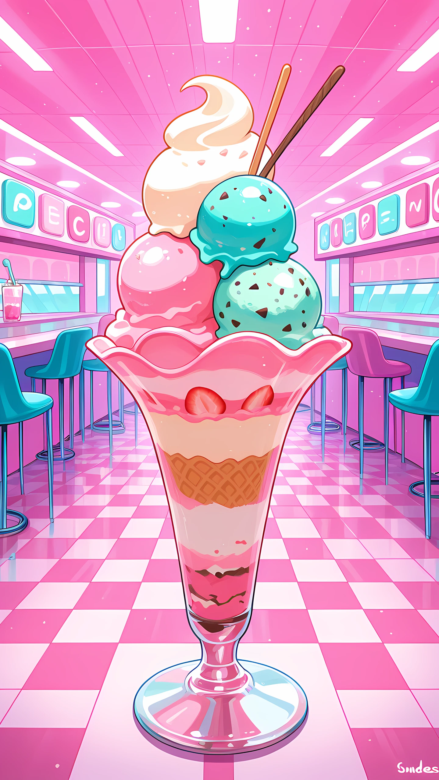 Anime Wallpaper Ice Cream Parlor 1440×2560 anime wallpaper