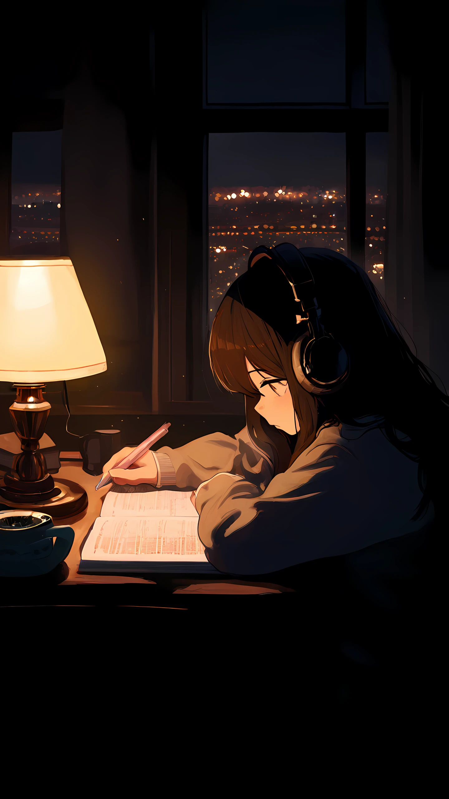 Lofi Anime Wallpaper Study Girl 1440×2560 anime wallpaper