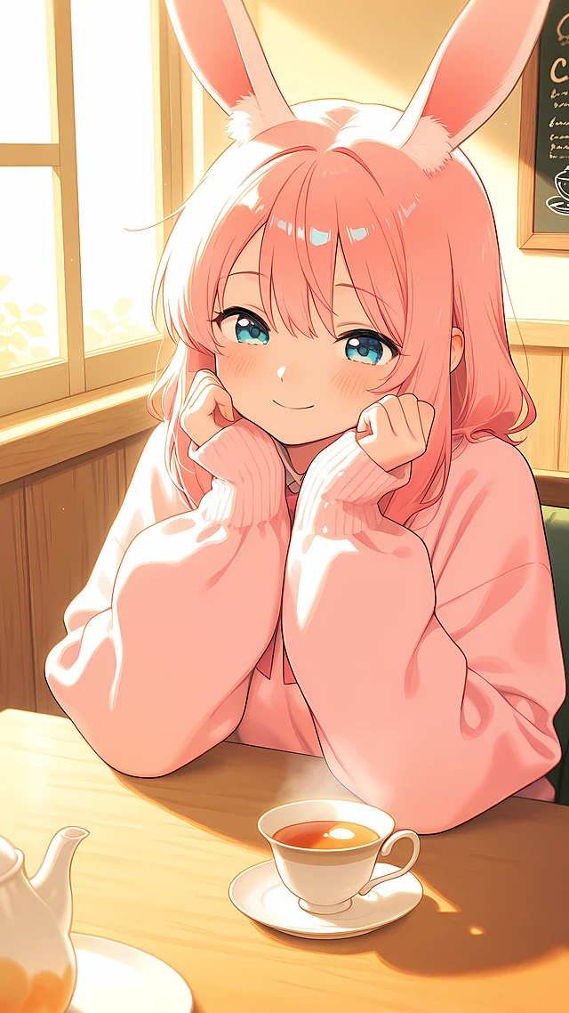 anime wallpaper bunny girl cafe — 1440×2560