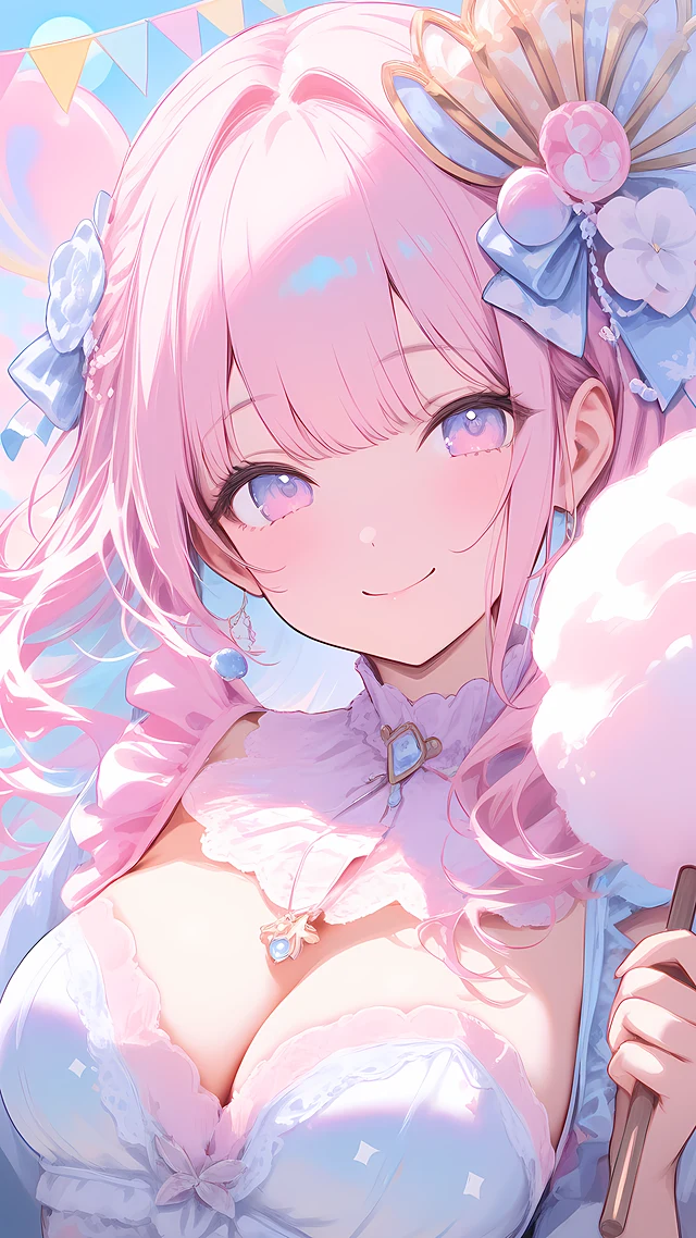 anime wallpaper cotton candy girl — 1440×2560