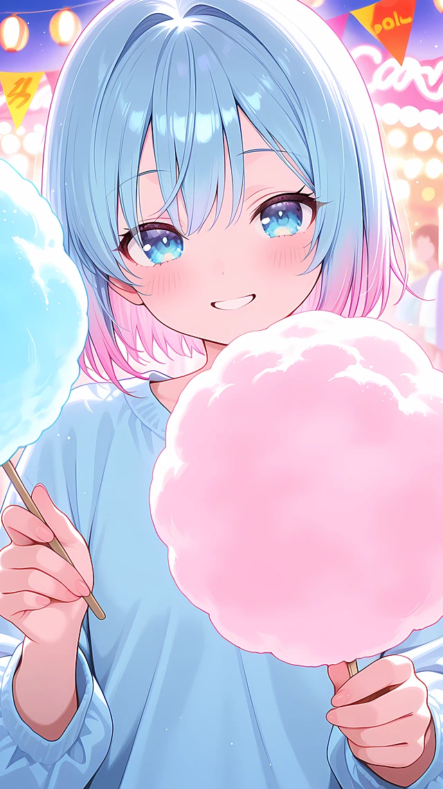 anime wallpaper cotton candy girl — 1440×2560