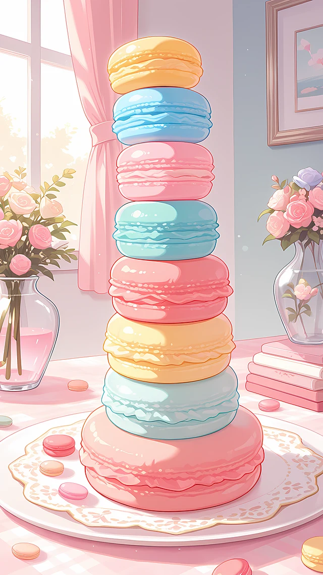anime wallpaper macaron tower — 1440×2560
