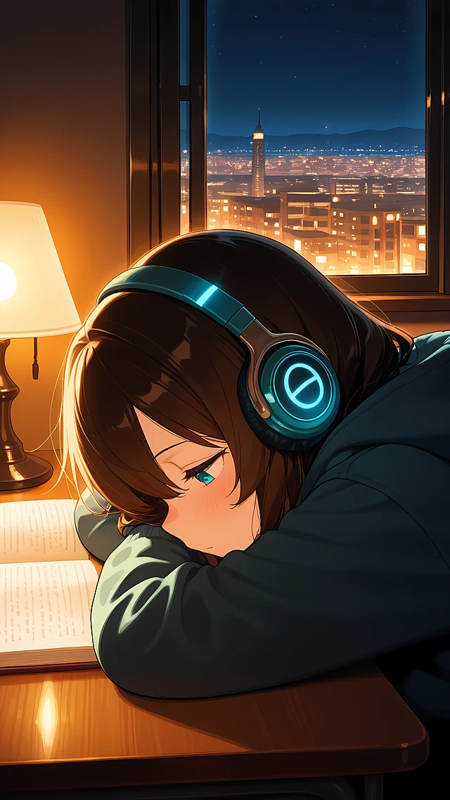 lofi anime wallpaper study girl — 1440×2560