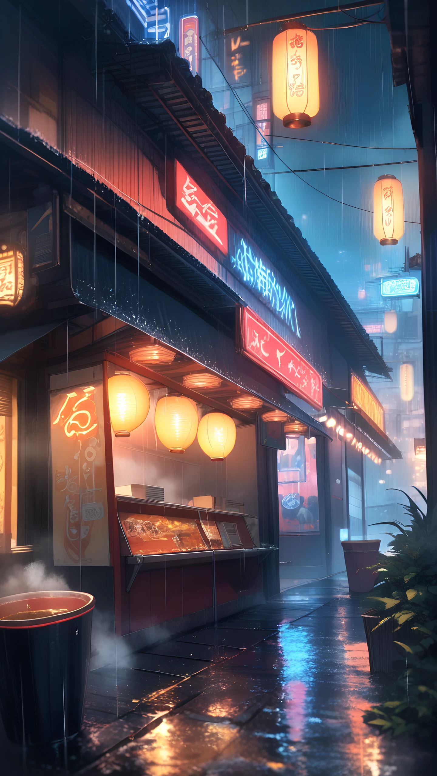 Anime Wallpaper Cyberpunk Ramen Stall 1440×2560 anime wallpaper