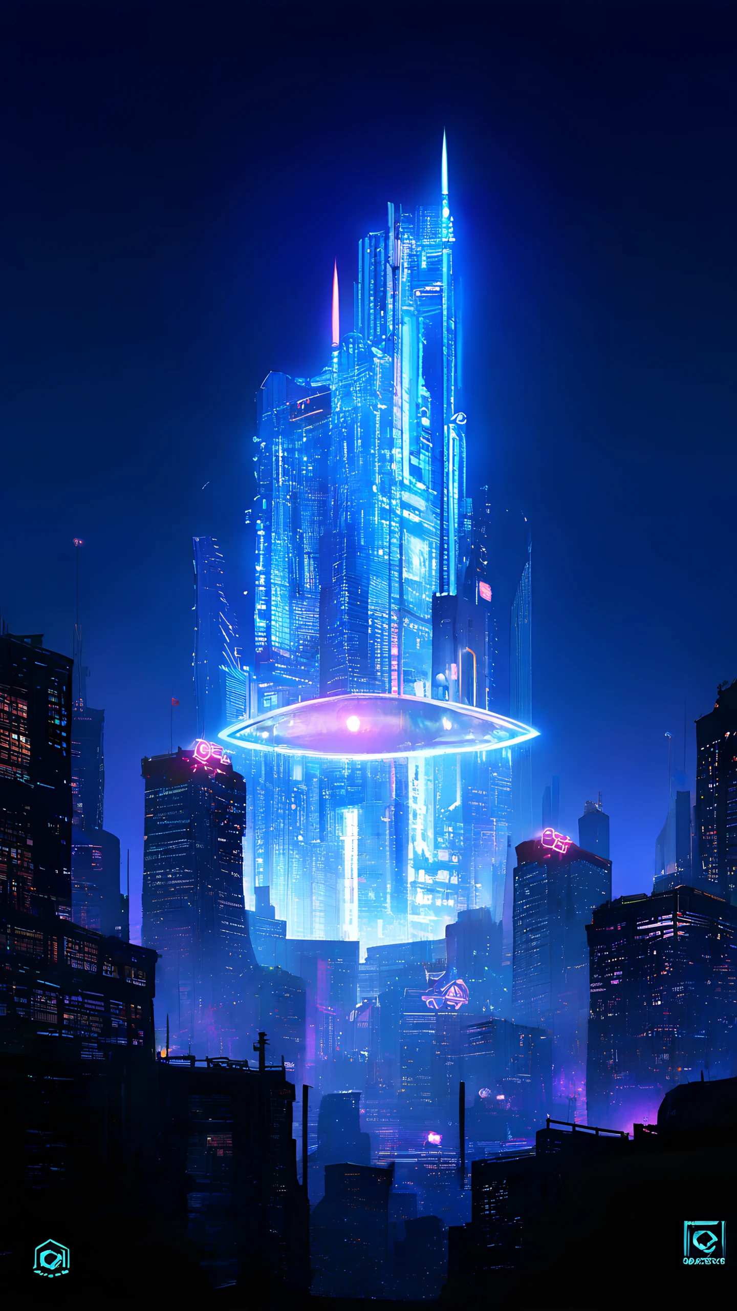Anime Wallpaper Hologram Skyline 1440×2560 anime wallpaper