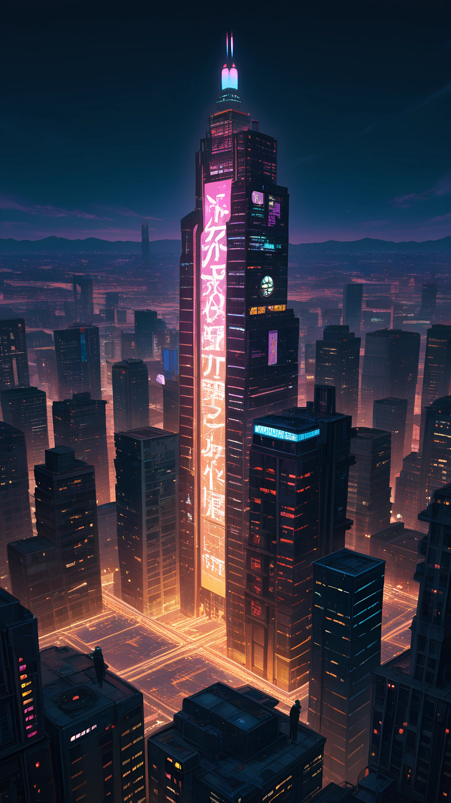 Anime Wallpaper Hologram Skyline 1440×2560 anime wallpaper