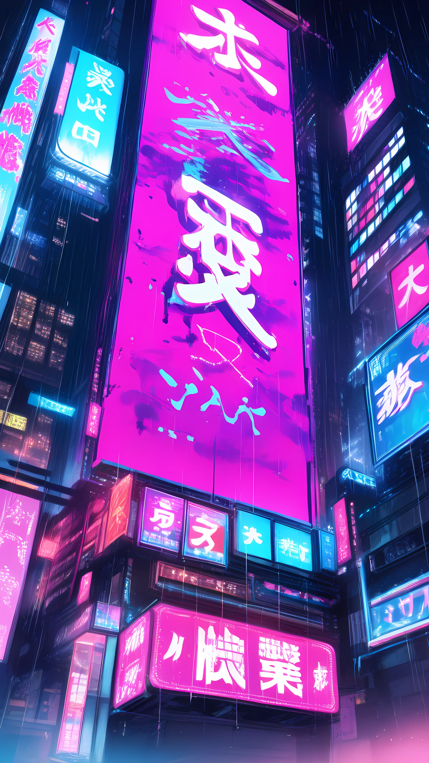 Anime Wallpaper Neon Billboard Alley 1440×2560 anime wallpaper