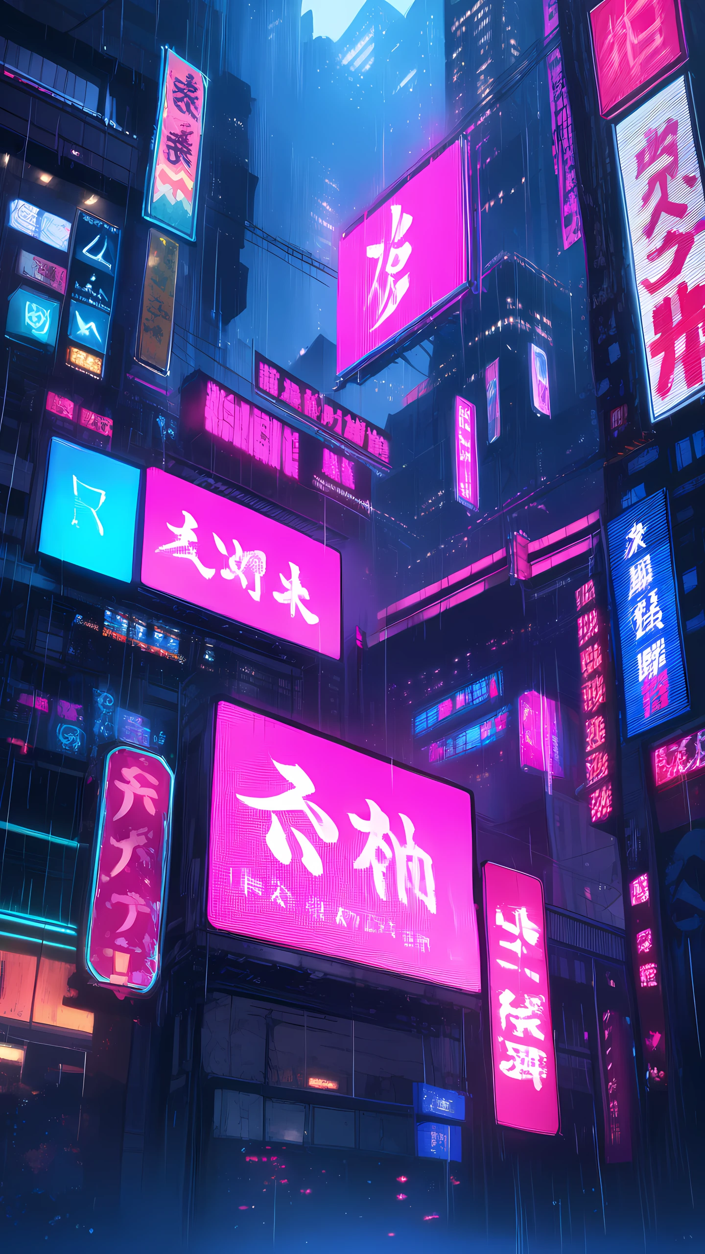 Anime Wallpaper Neon Billboard Alley 1440×2560 anime wallpaper
