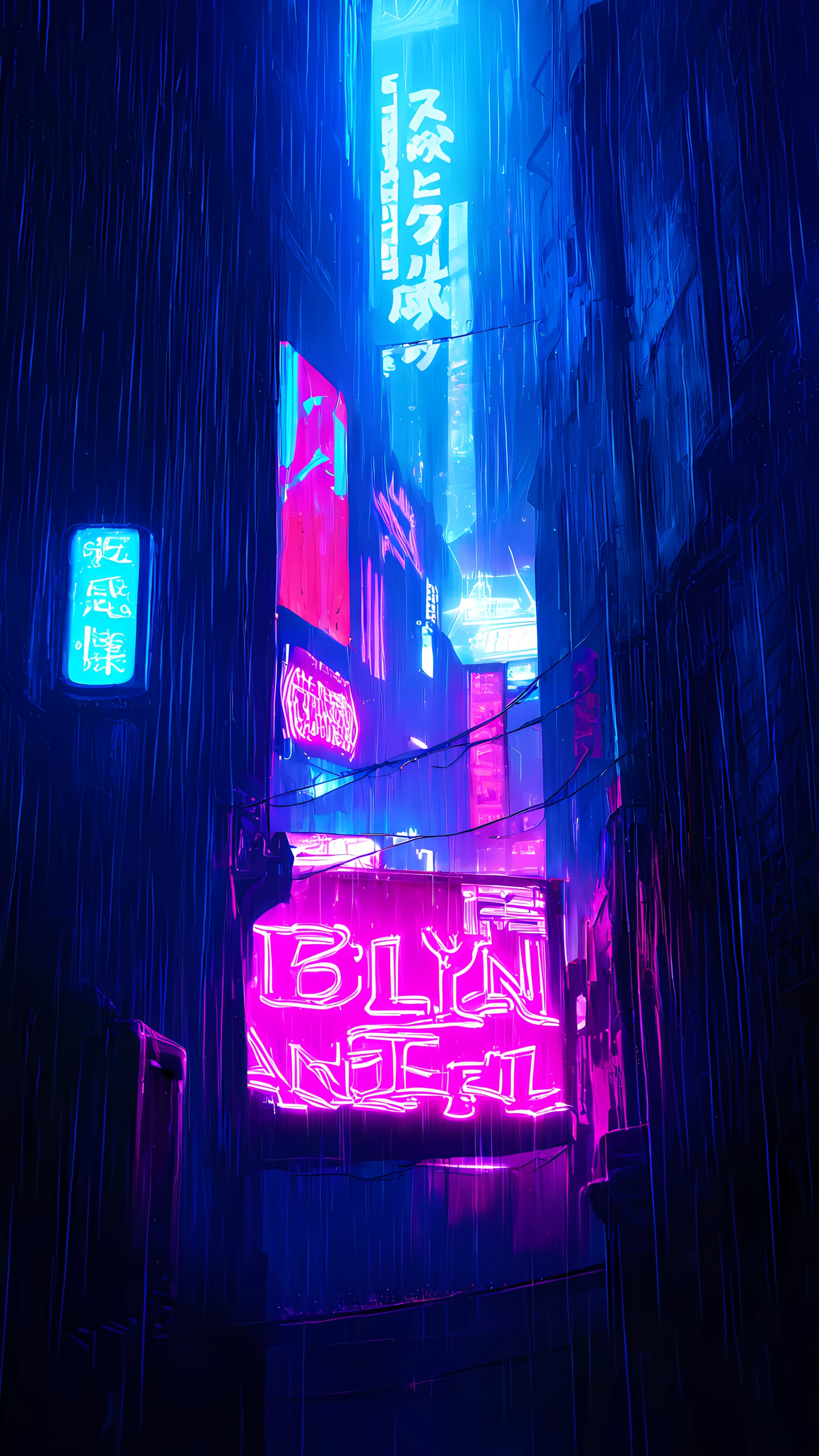 Anime Wallpaper Neon Billboard Alley 1440×2560 anime wallpaper
