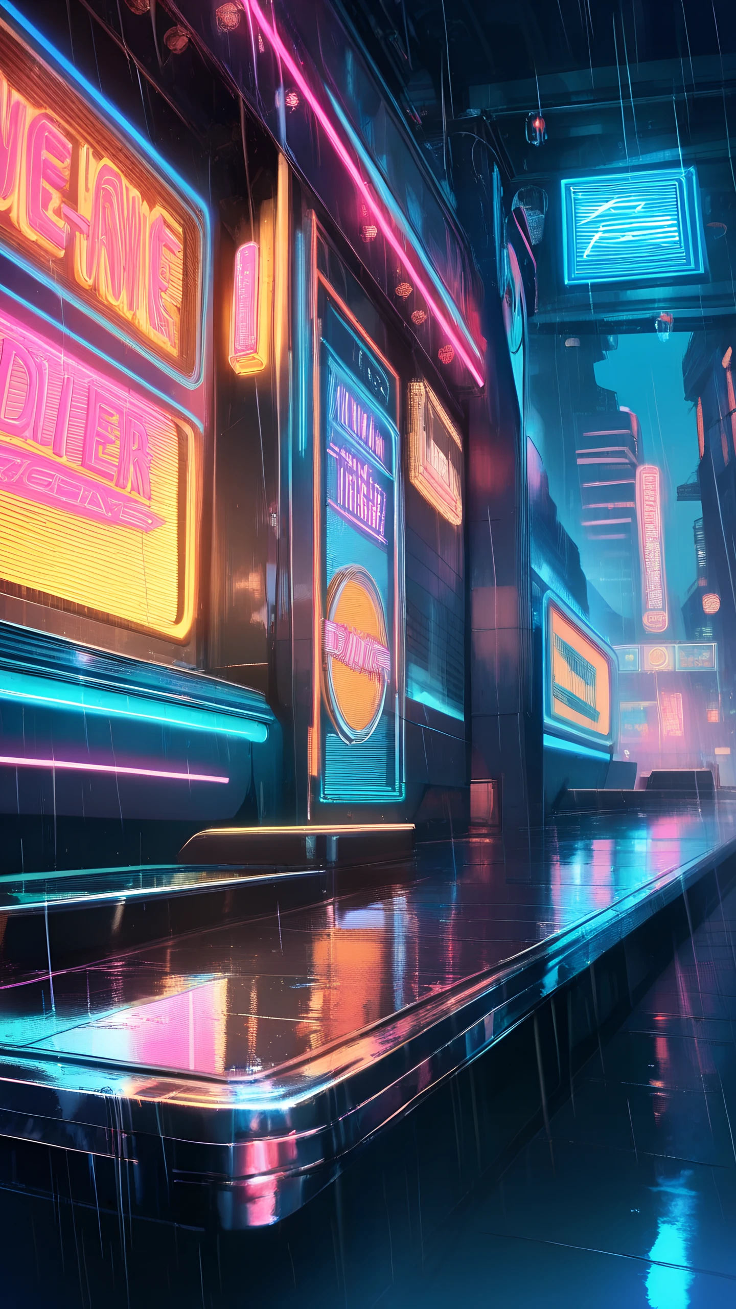 Anime Wallpaper Neon Diner Night 1440×2560 anime wallpaper
