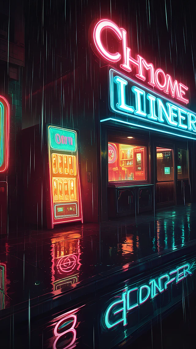 anime wallpaper neon diner night — 1440×2560