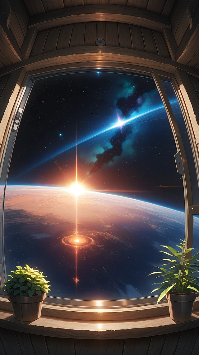 anime wallpaper spaceship window — 1440×2560