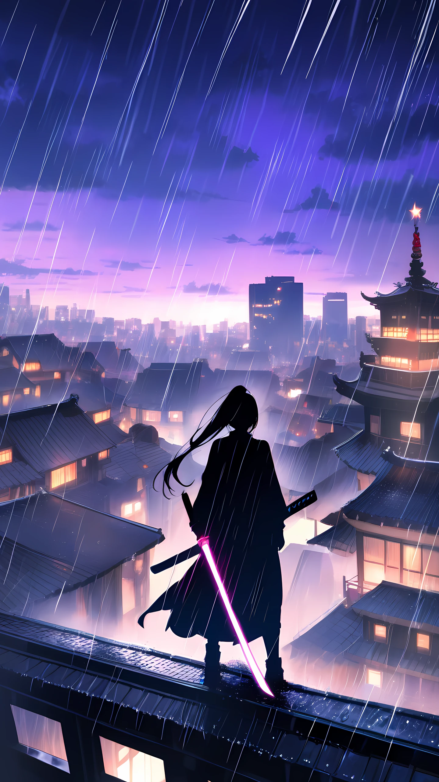 Anime Samurai Wallpaper Neon 1440×2560 anime wallpaper