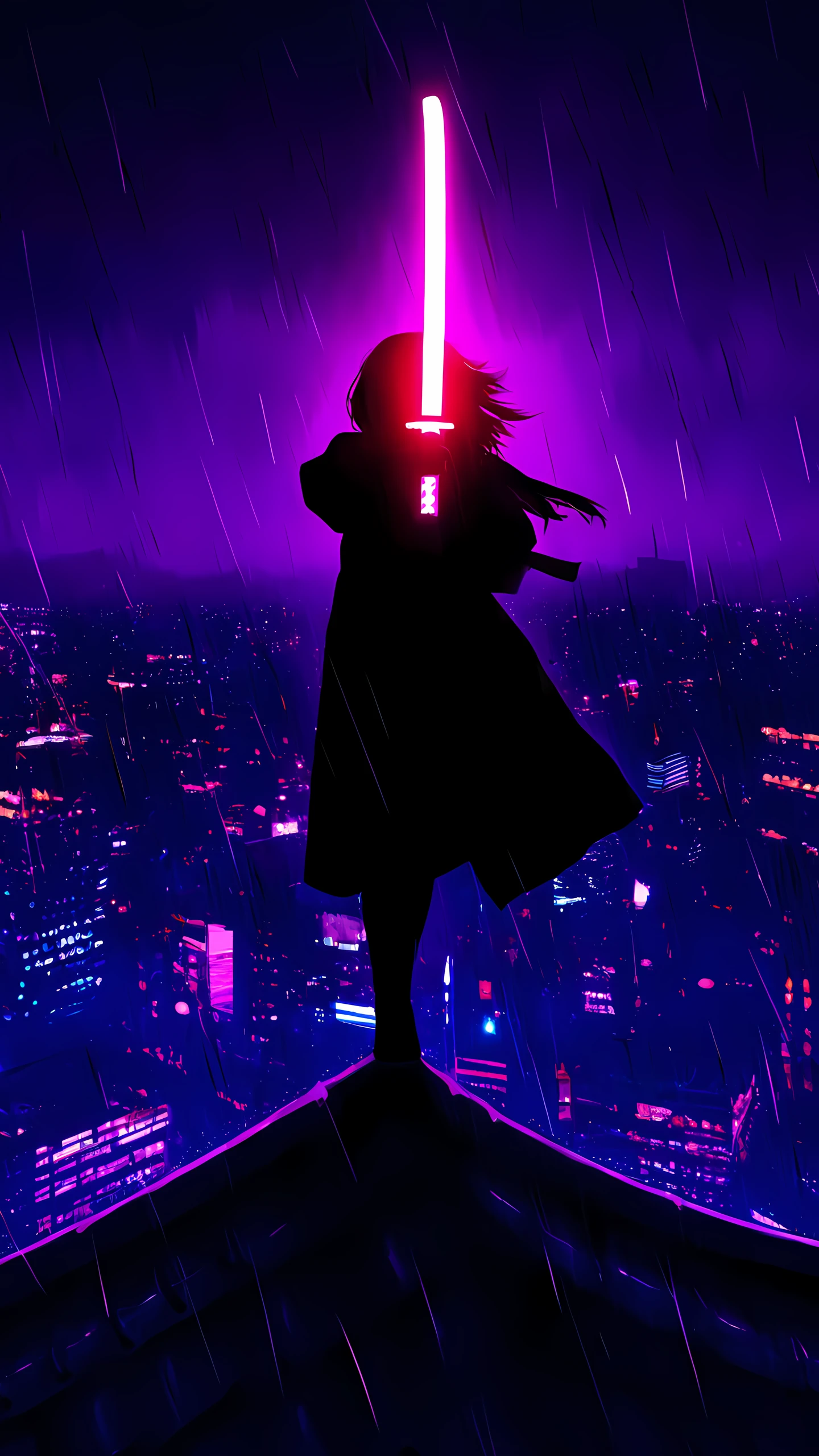 Anime Samurai Wallpaper Neon 1440×2560 anime wallpaper