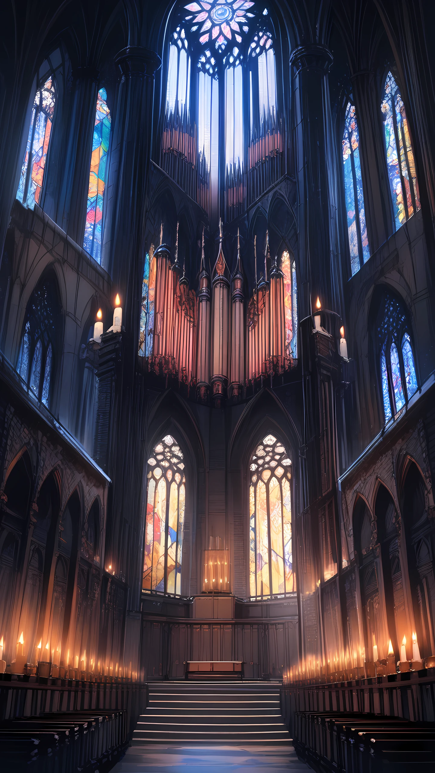 Anime Wallpaper Dark Cathedral Organ 1440×2560 anime wallpaper