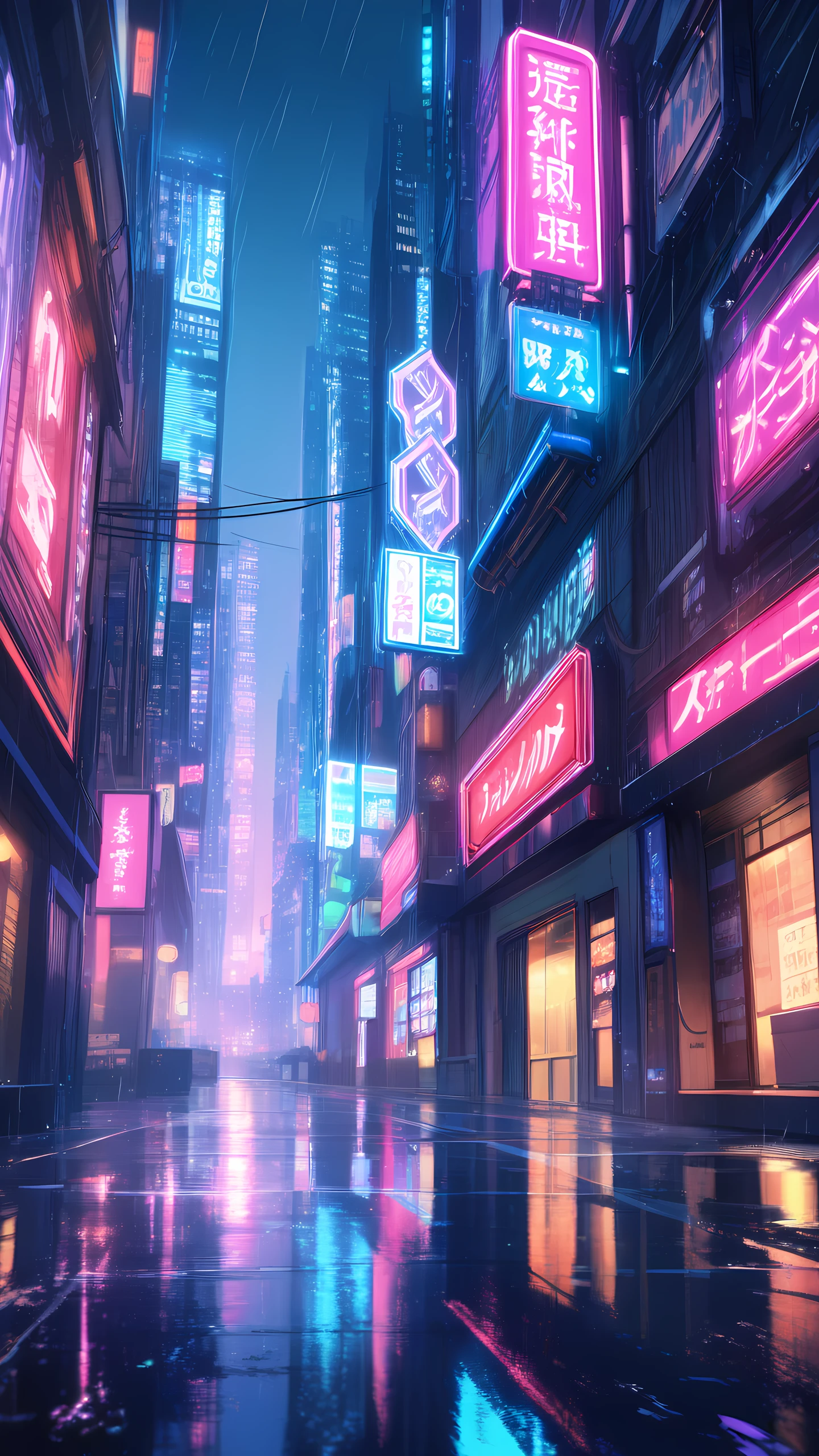 Cyberpunk Anime Wallpaper Neon City 1440×2560 anime wallpaper