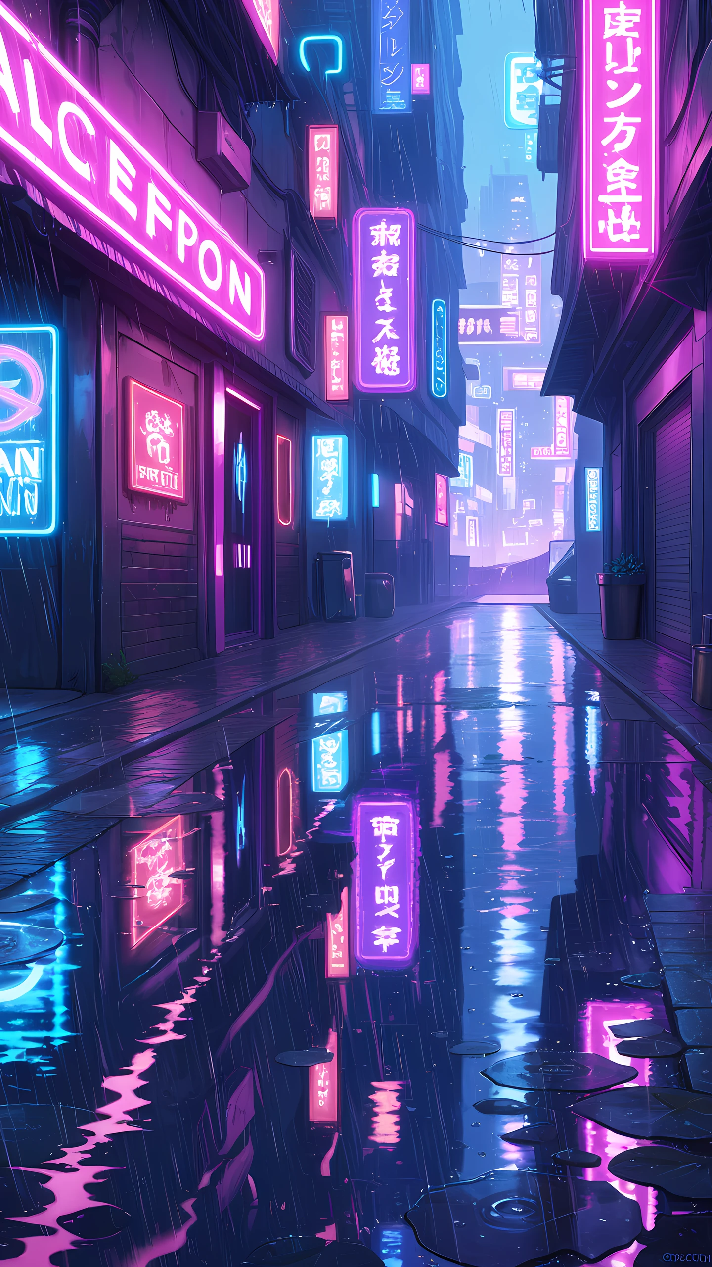 Cyberpunk Anime Wallpaper Neon City 1440×2560 anime wallpaper