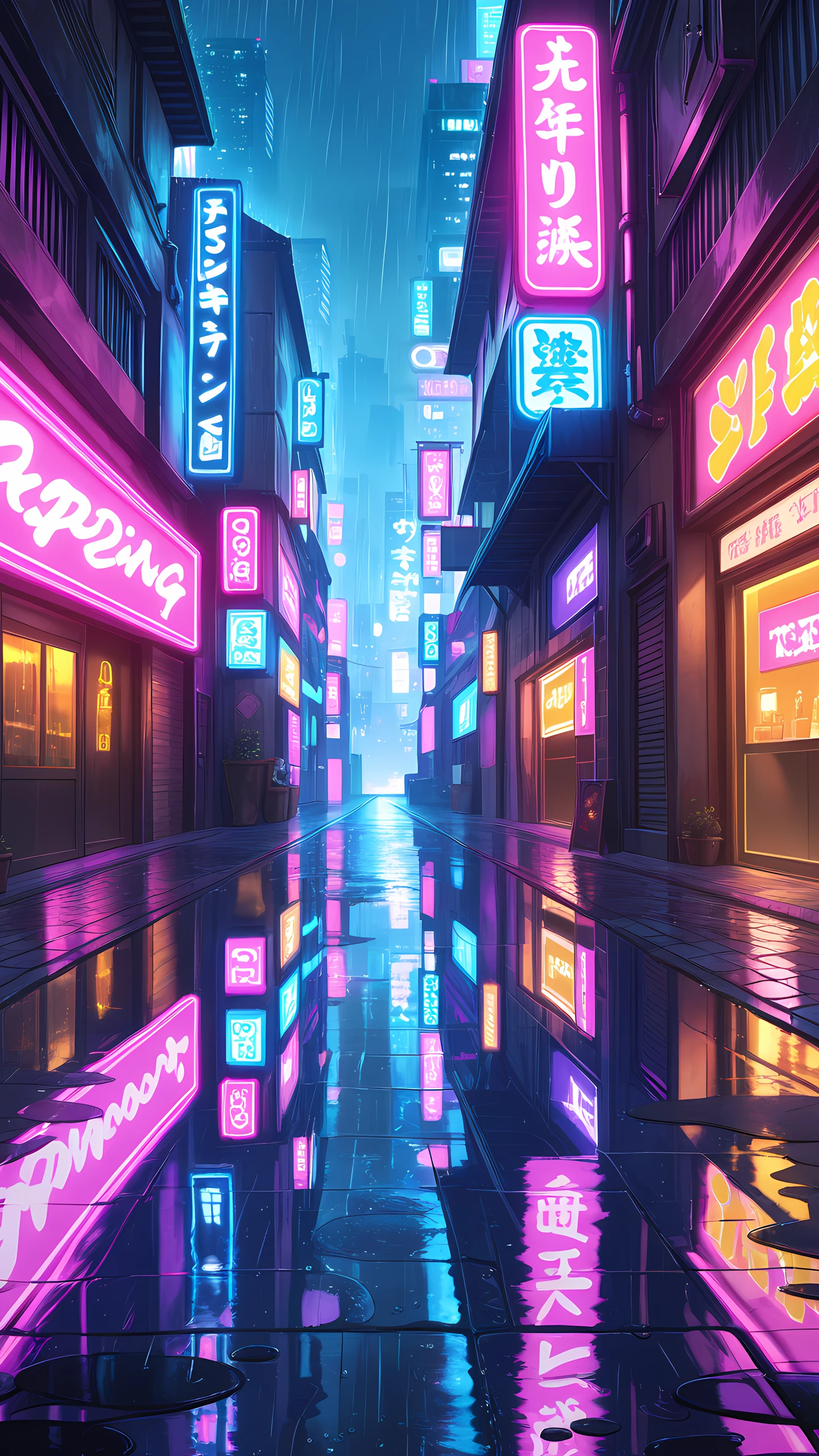 Cyberpunk Anime Wallpaper Neon City 1440×2560 anime wallpaper