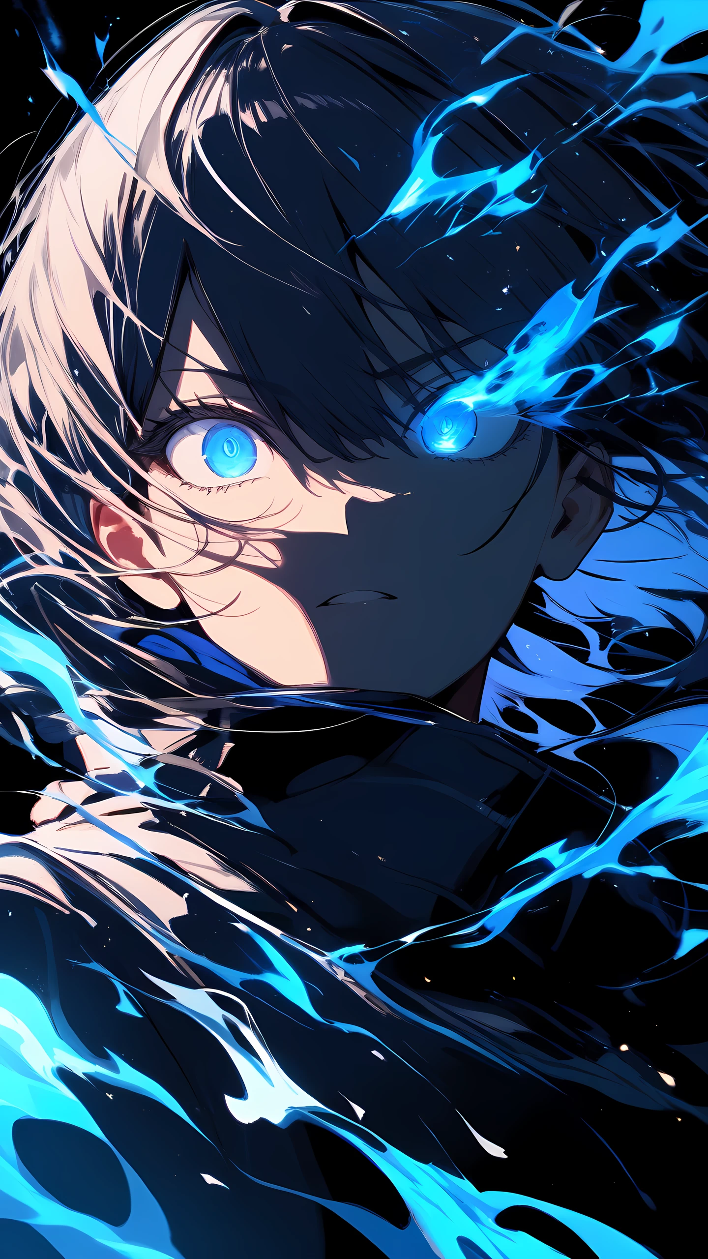 Dark Anime Wallpaper Blue Flame 1440×2560 anime wallpaper