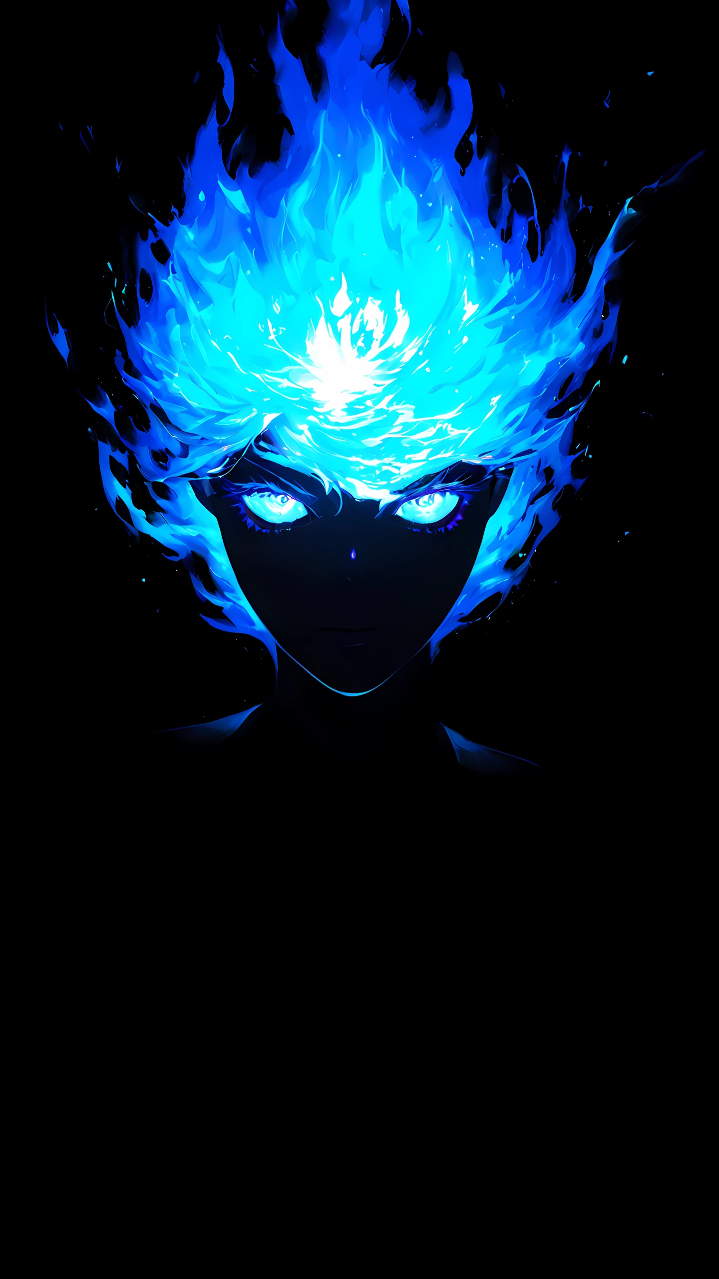 Dark Anime Wallpaper Blue Flame 1440×2560 anime wallpaper