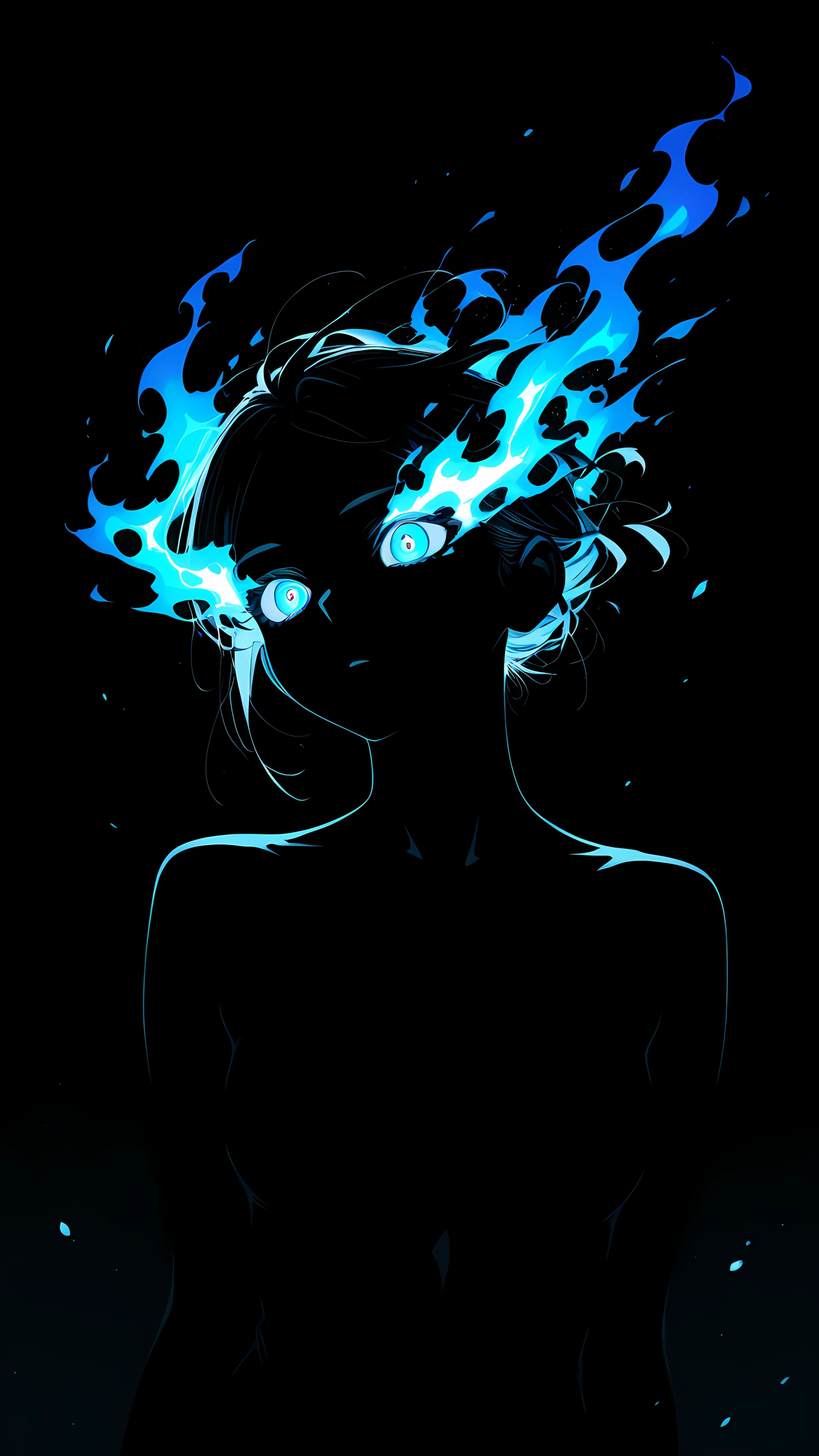 Dark Anime Wallpaper Blue Flame 1440×2560 anime wallpaper