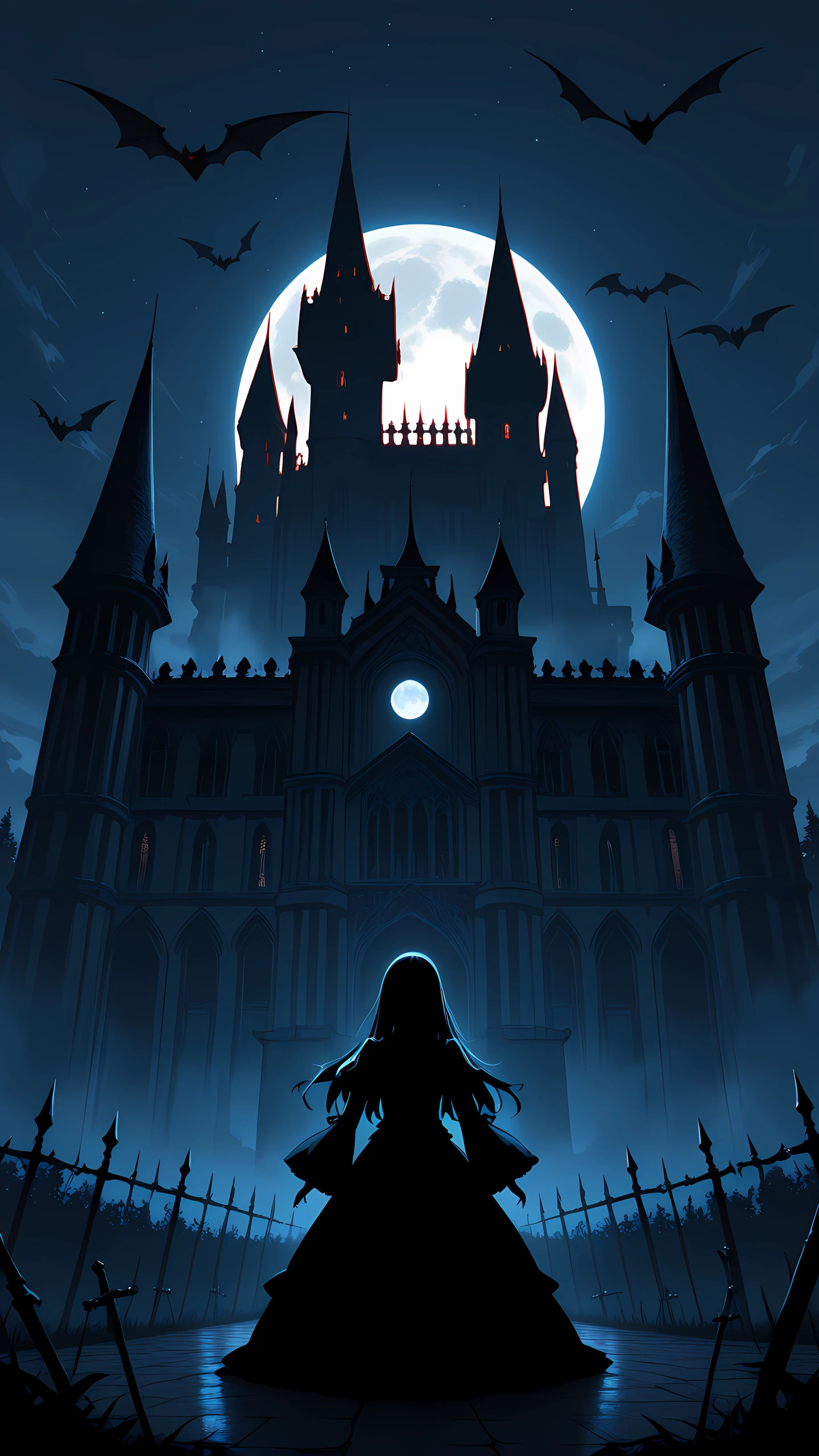 Gothic Anime Wallpaper Moon Castle 1440×2560 anime wallpaper