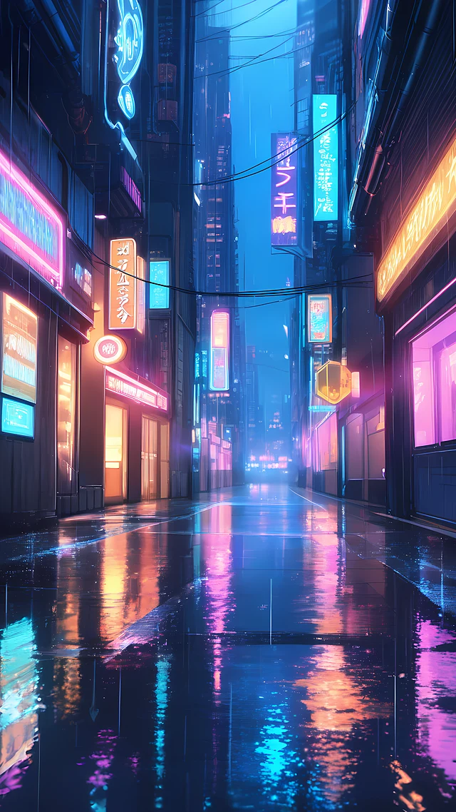 cyberpunk anime wallpaper neon city — 1440×2560