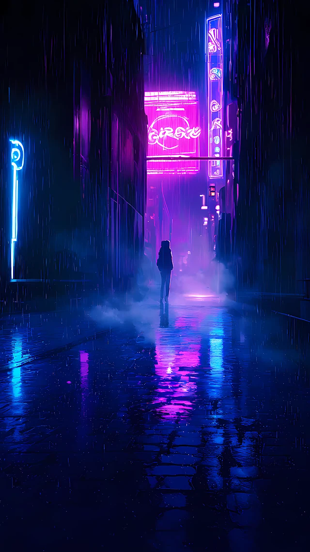 cyberpunk anime wallpaper neon city — 1440×2560