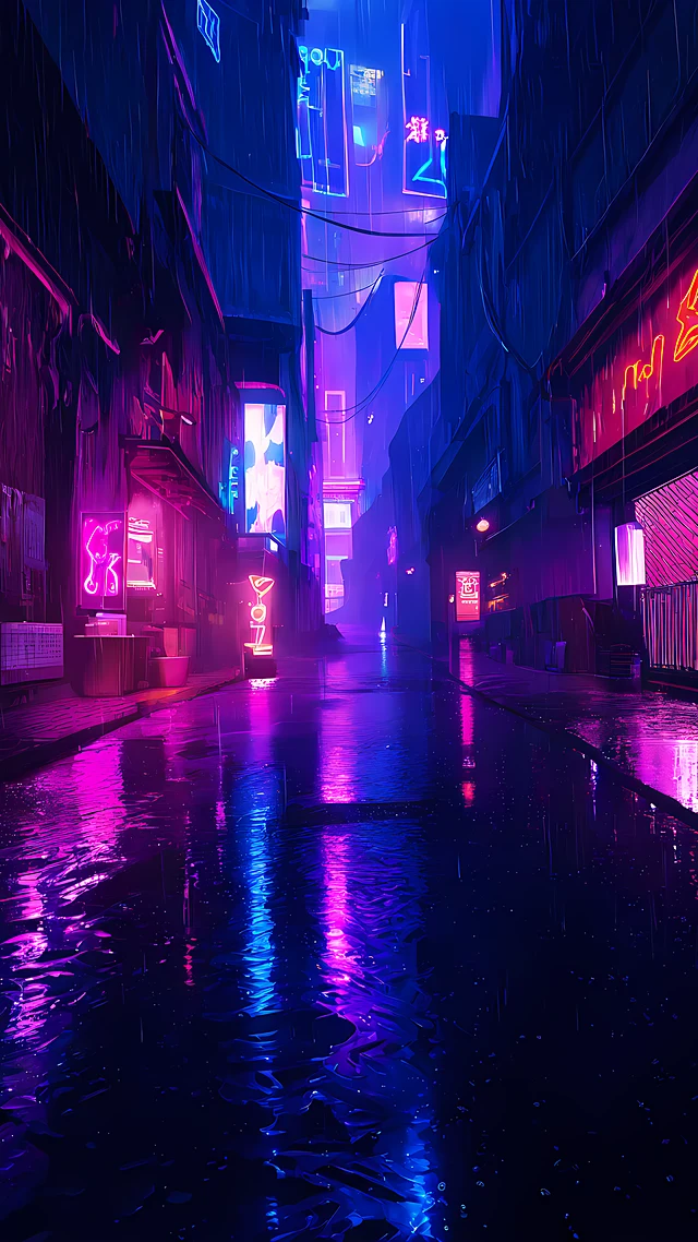 cyberpunk anime wallpaper neon city — 1440×2560