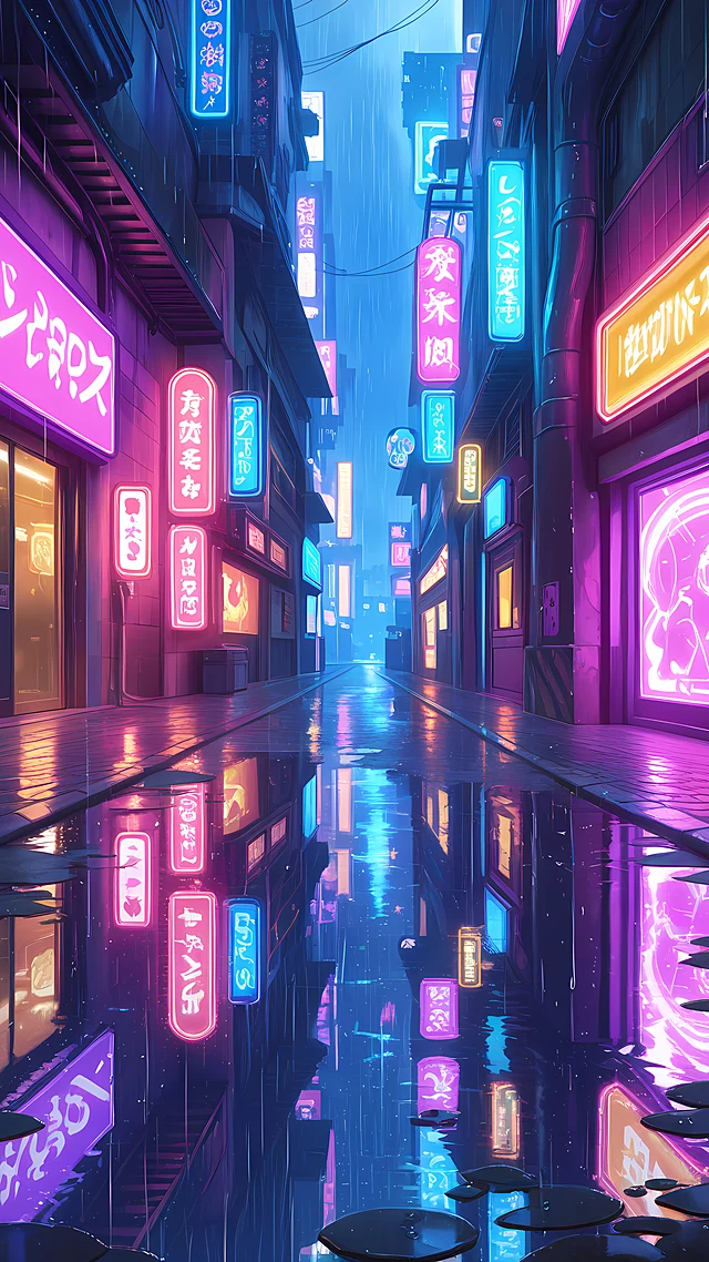 cyberpunk anime wallpaper neon city — 1440×2560