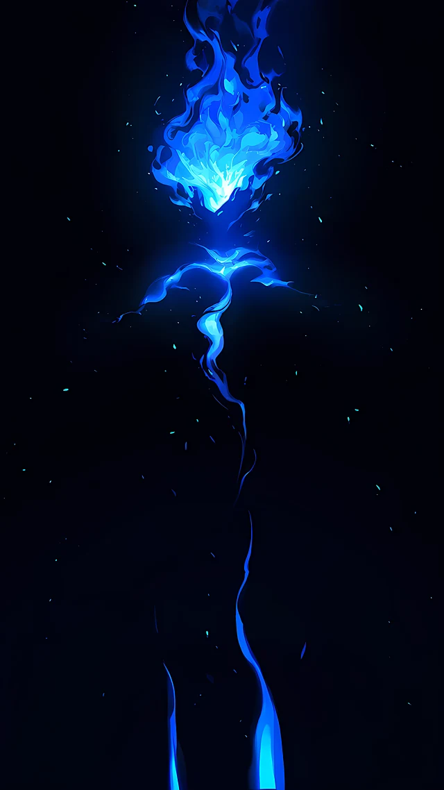 dark anime wallpaper blue flame — 1440×2560