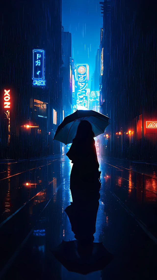 dark anime wallpaper rainy night — 1440×2560