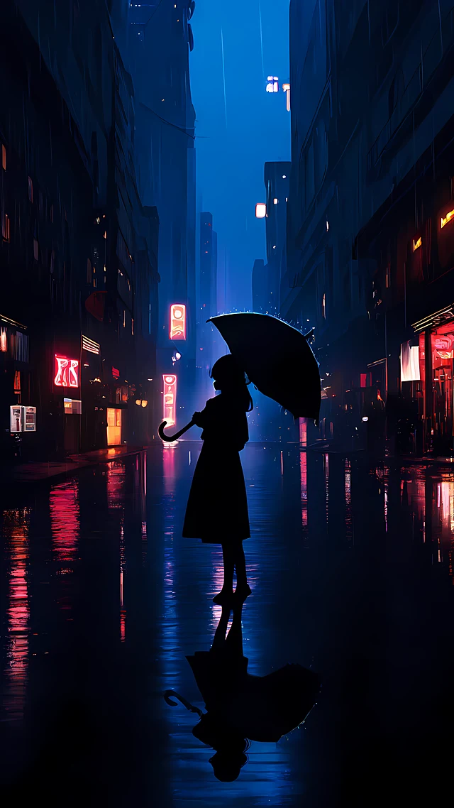 dark anime wallpaper rainy night — 1440×2560
