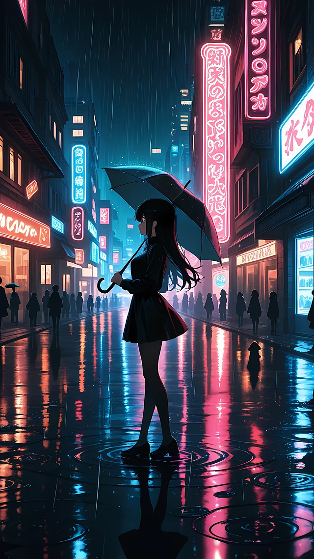 Dark Anime Wallpaper Rainy Night