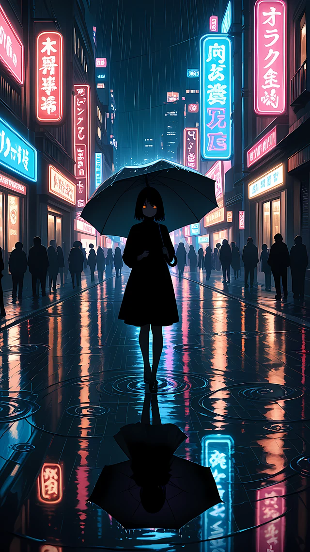 dark anime wallpaper rainy night — 1440×2560