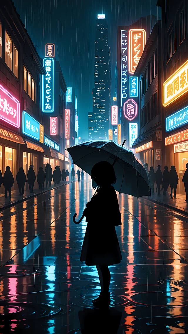 dark anime wallpaper rainy night — 1440×2560