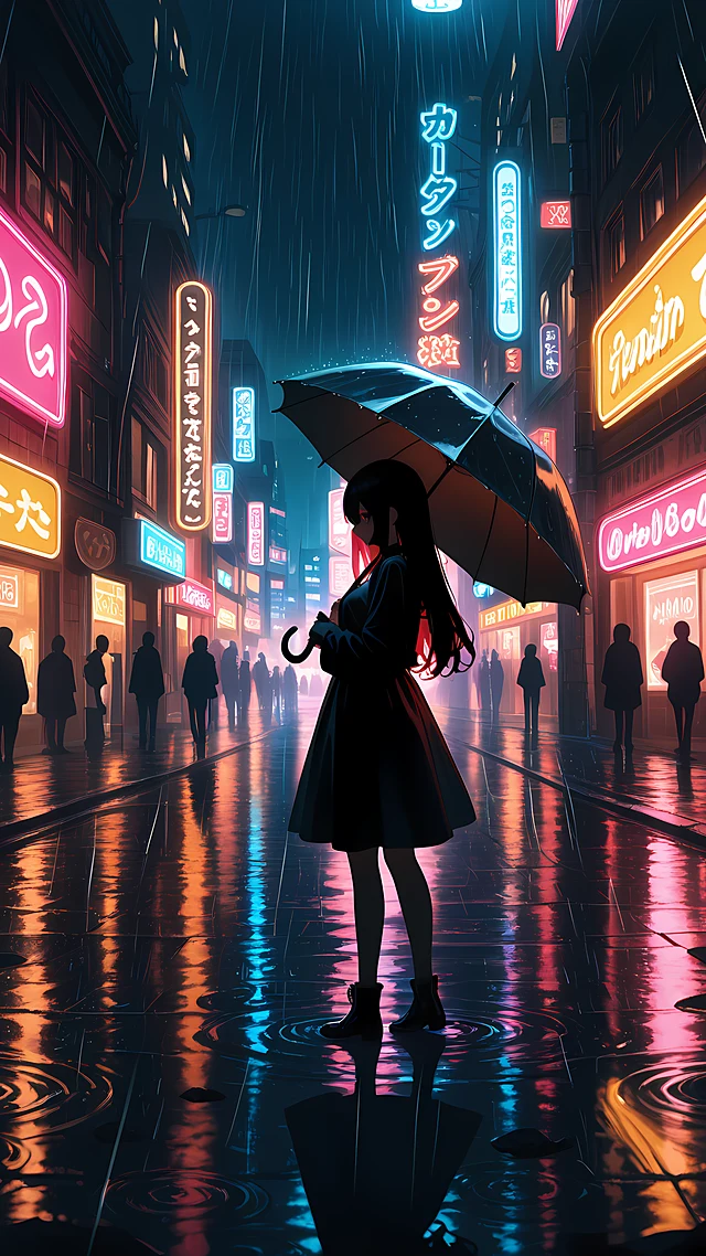 dark anime wallpaper rainy night — 1440×2560